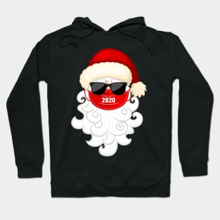 Santa With Face Mask and Black Glass Christmas 2020 Hoodie